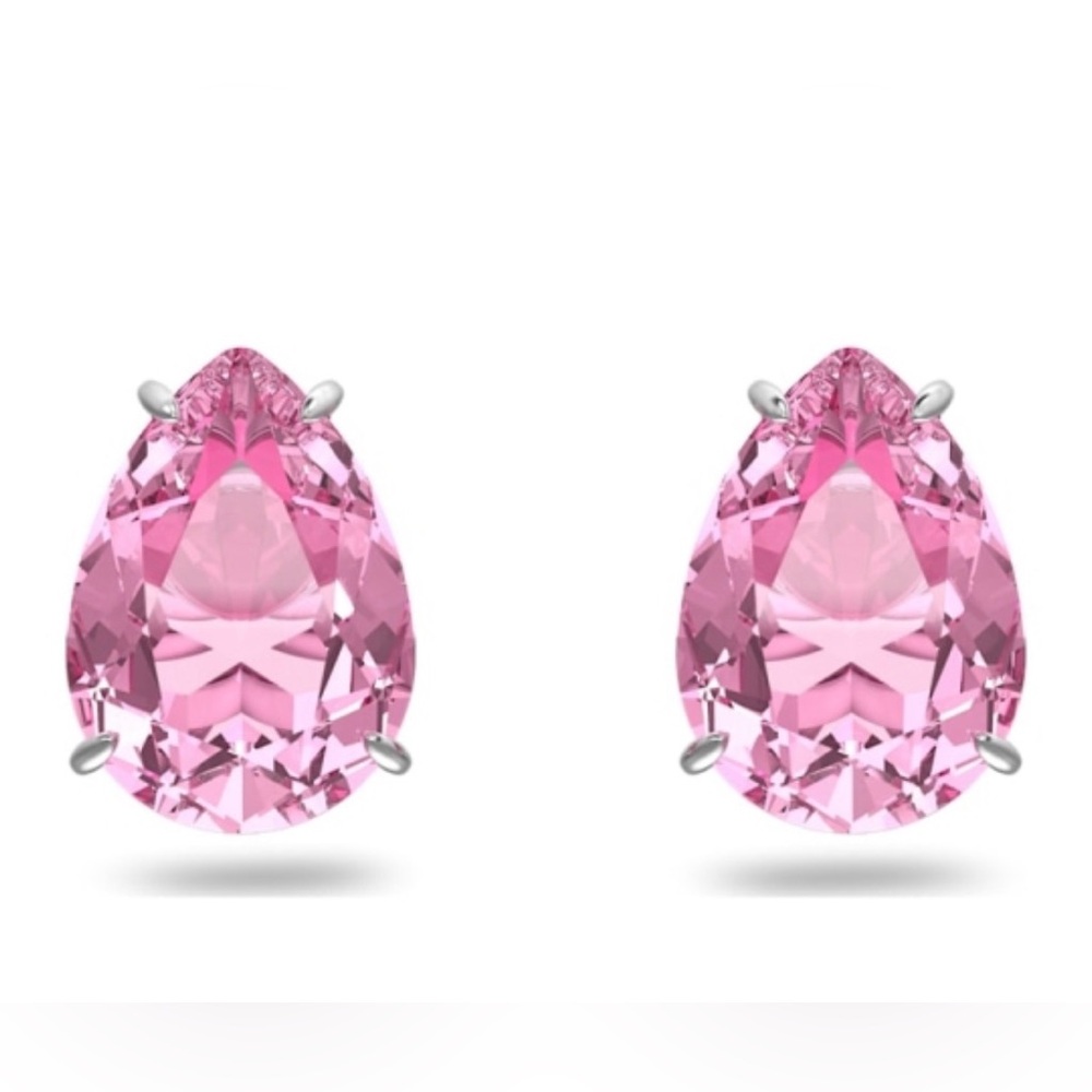 Swarovski Pink Teardrop Crystal Stud Earrings